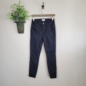Pistola Audrey Moto Skinny Black Stretch Jegging Mid Rise Jeans 26